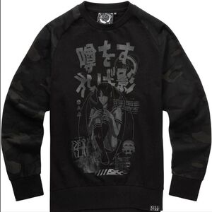 Killstar ✦ Rumour Camo Sweatshirt ✦ Black Pullover Gothic Quote Camo Sleeves M